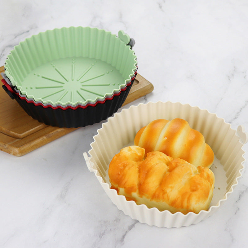 Air Fryer Silicone Baking Tray Food Grade Binaural Round