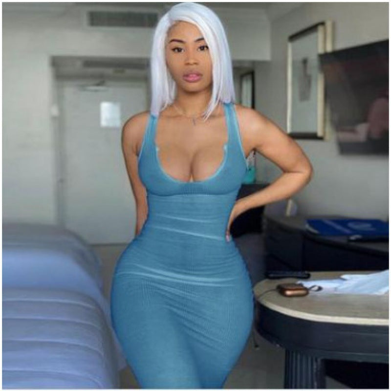 Women's Suspender Vest Deep V-neck Dress