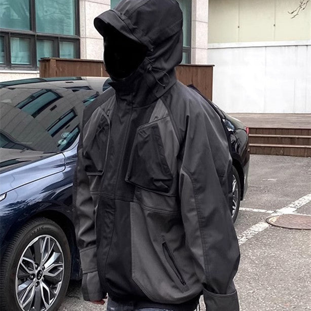 Men's Black And Gray Panel Coat