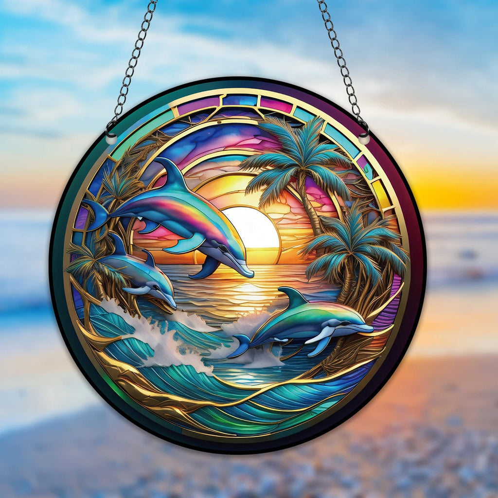 3D Dolphin Dyed Window Hanger