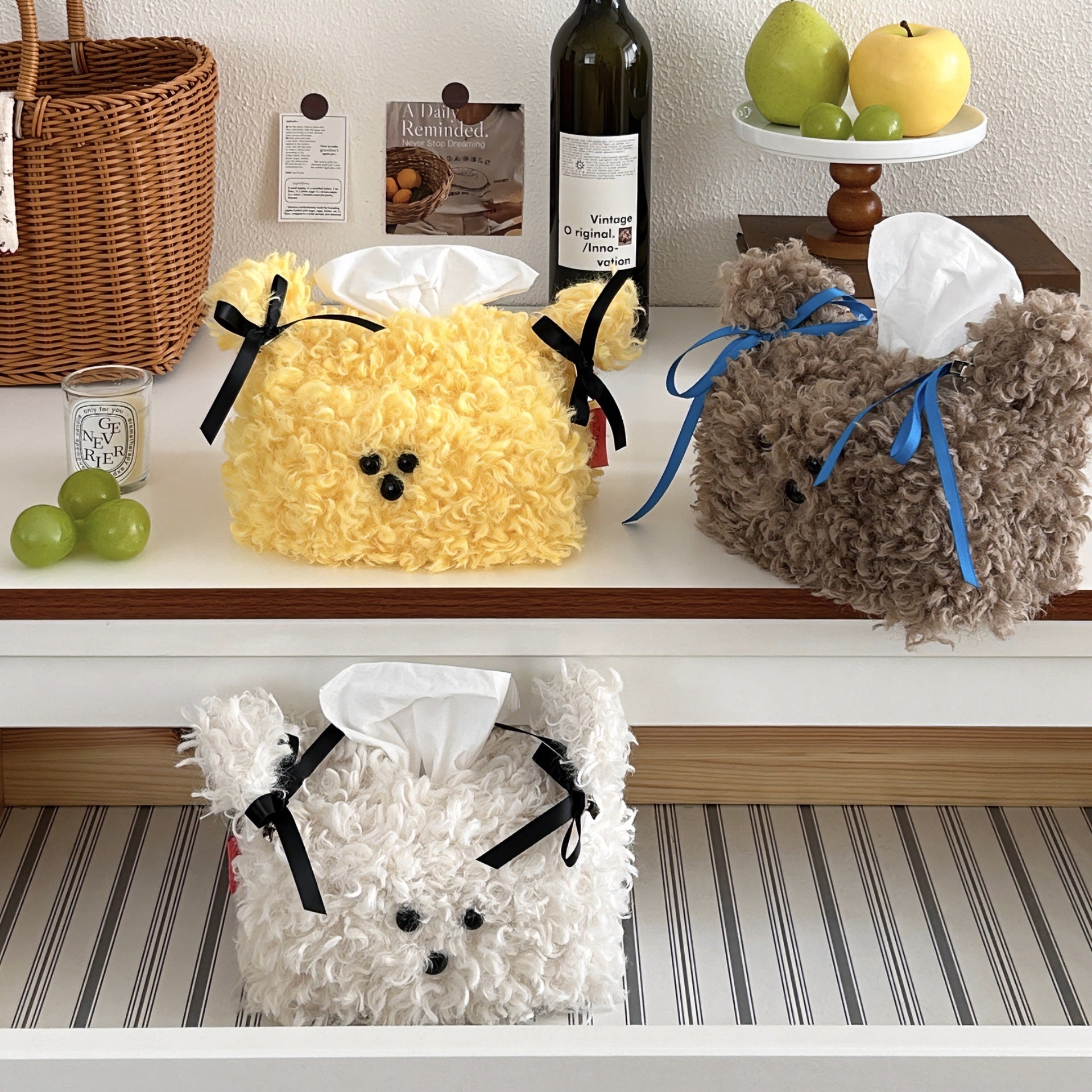Creative Cute Plush Puppy Tissue Box