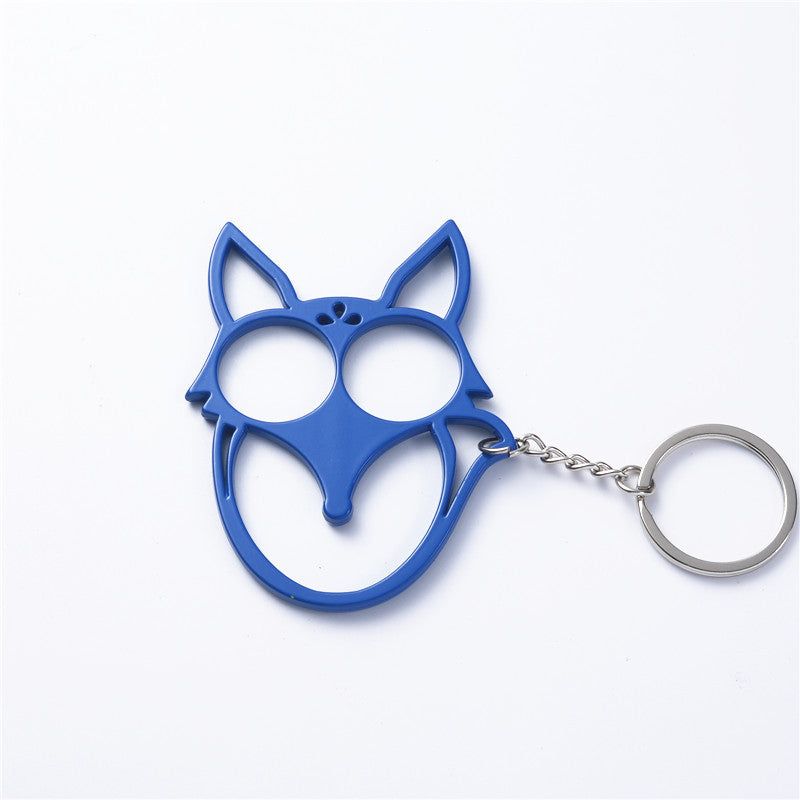 Fox Shaped Key-chain Metal Double Finger Lock Outdoor Self-defense Supplies Multifunctional