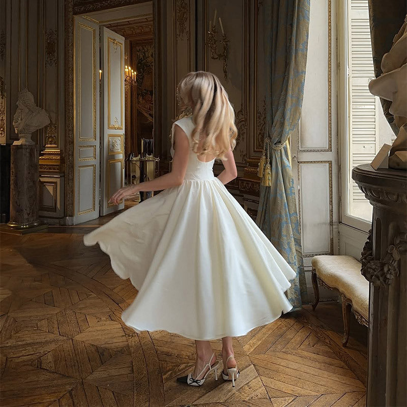 Solid Color Sleeveless Dress Spring New Backless Waist Trimming