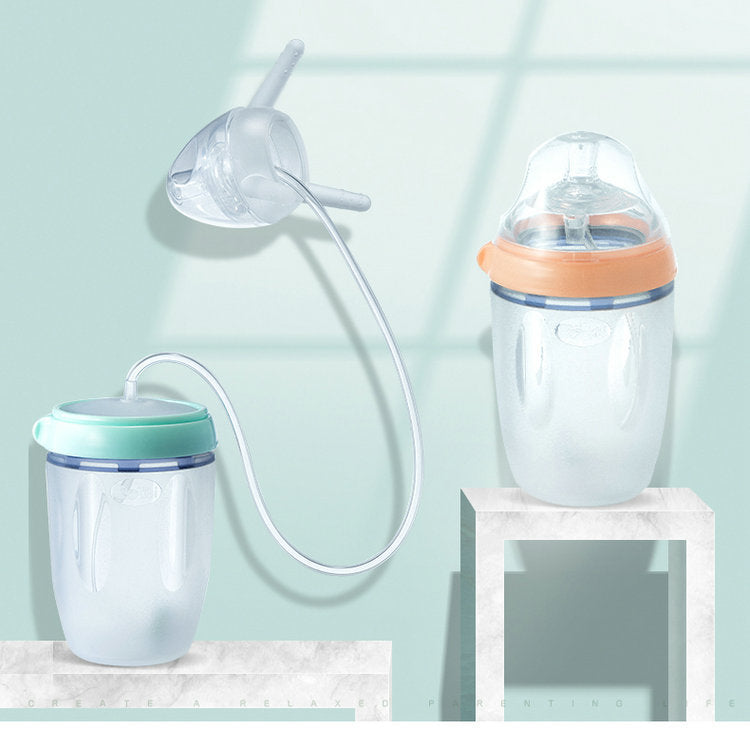 Separated Silicone Long Straw Milk Bottle