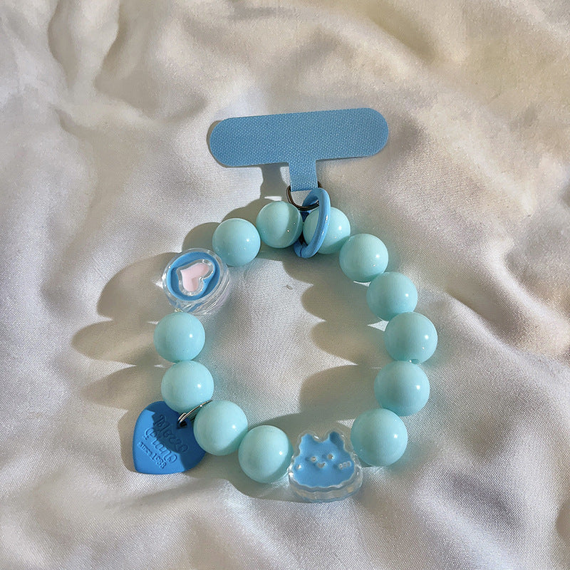 Beads Solid Color Bracelet Phone Case Pendant