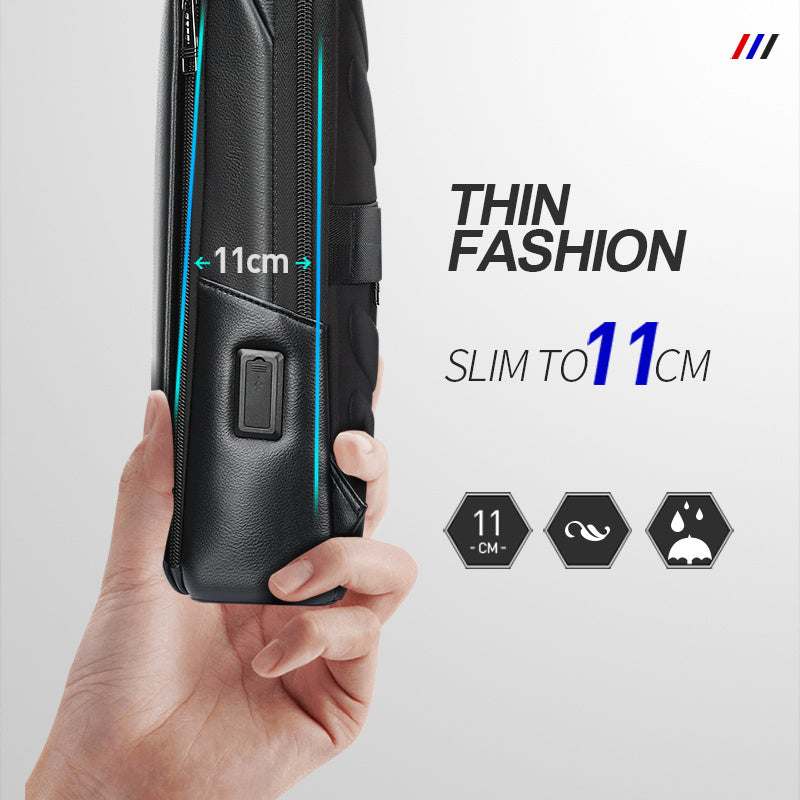 Layered Leather Backpack With Usb Charging