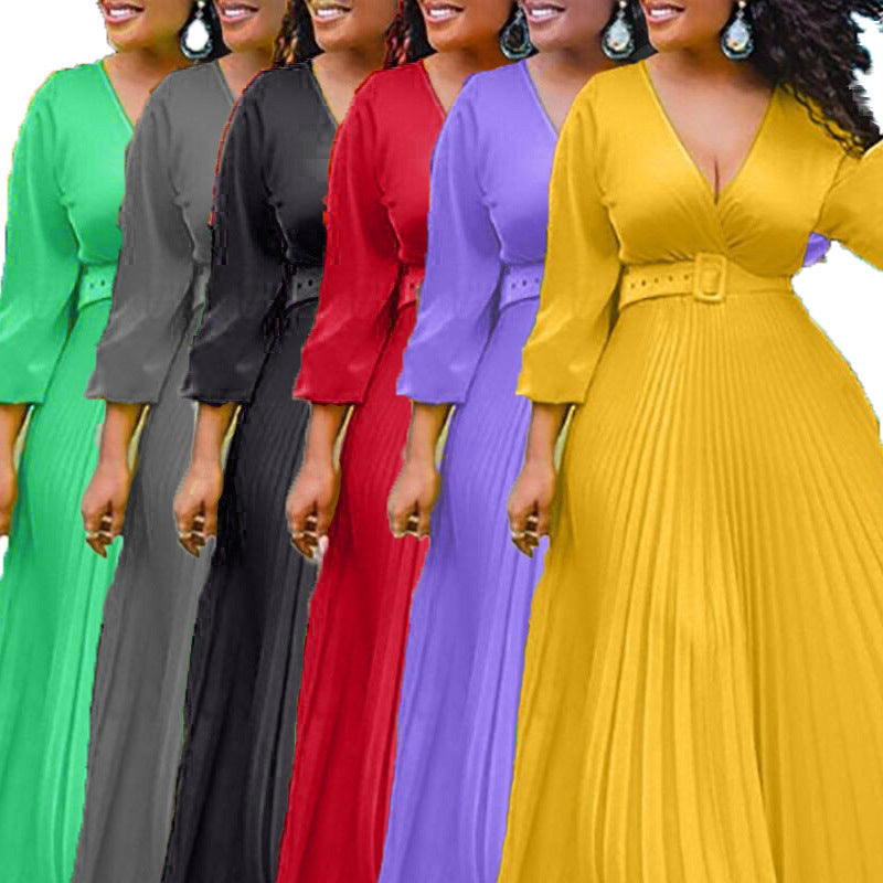 Temperament Retro Chiffon Long Sleeve Long Skirt Dress