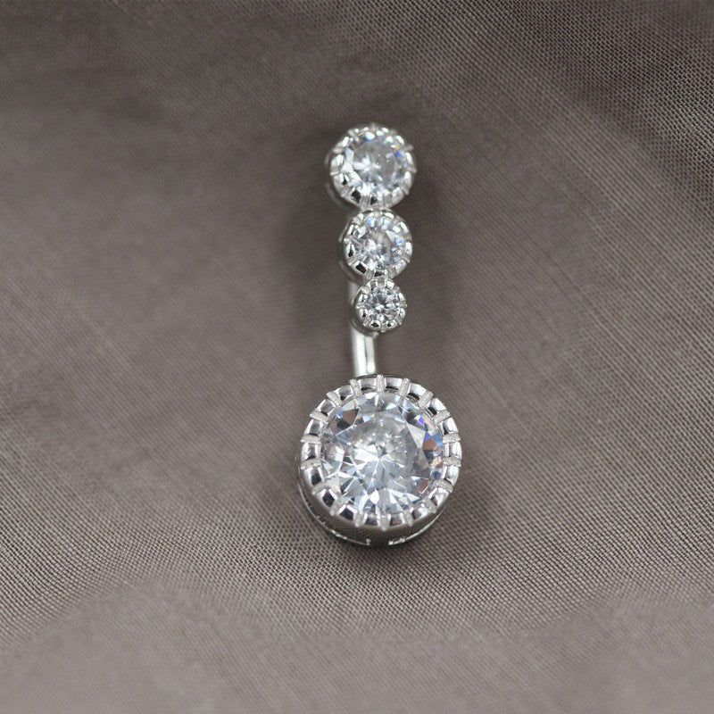 925 Sterling Silver Hypoallergenic Multi-diamond Zircon Umbilical Nail