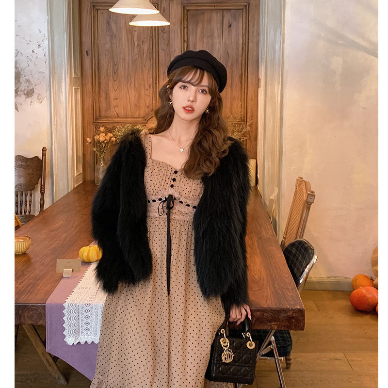 Polka Dot Mesh Dress Women