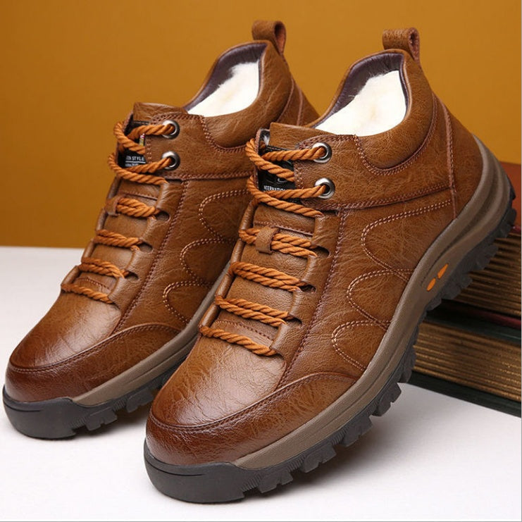 Winter Men's Cotton Shoes Wool Sports Leather Shoes