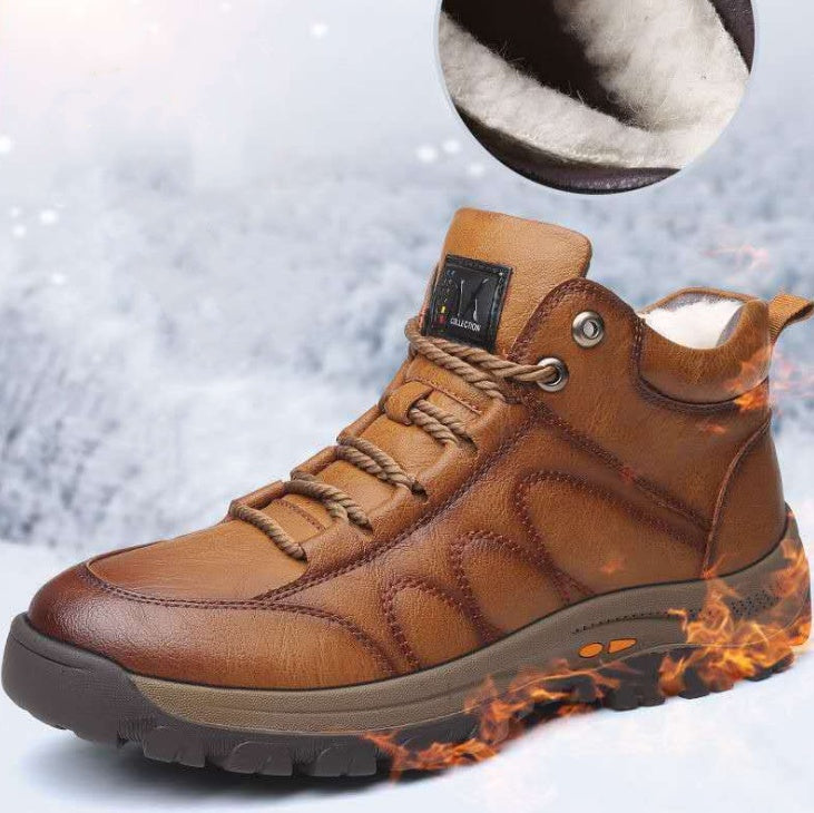 Winter Men's Cotton Shoes Wool Sports Leather Shoes