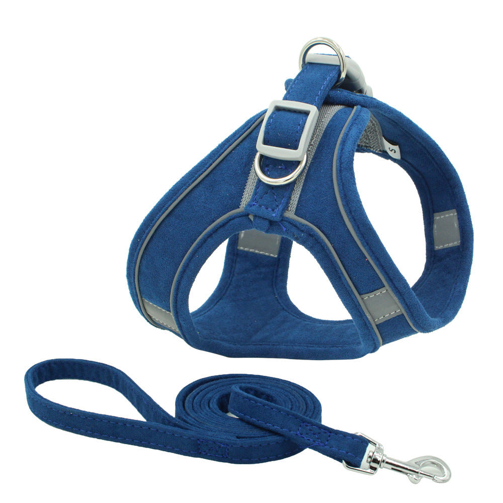 Suede Pet Chest Harness Reflective And Breathable Anti-Strike Cat Rope Small Dog Vest Type Traction Rope