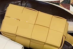 Belt Cassette Weave Leather Flap Bag Women Fashion Small Box Shoulder Bag Genuine Leather Chest Bag Ladies Waist Phone Bag