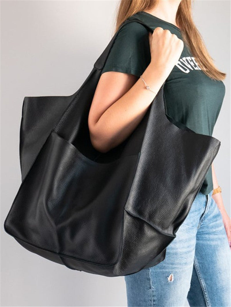 Simple Large Bag Soft Leather Large Capacity One-shoulder Portable Tote Bag