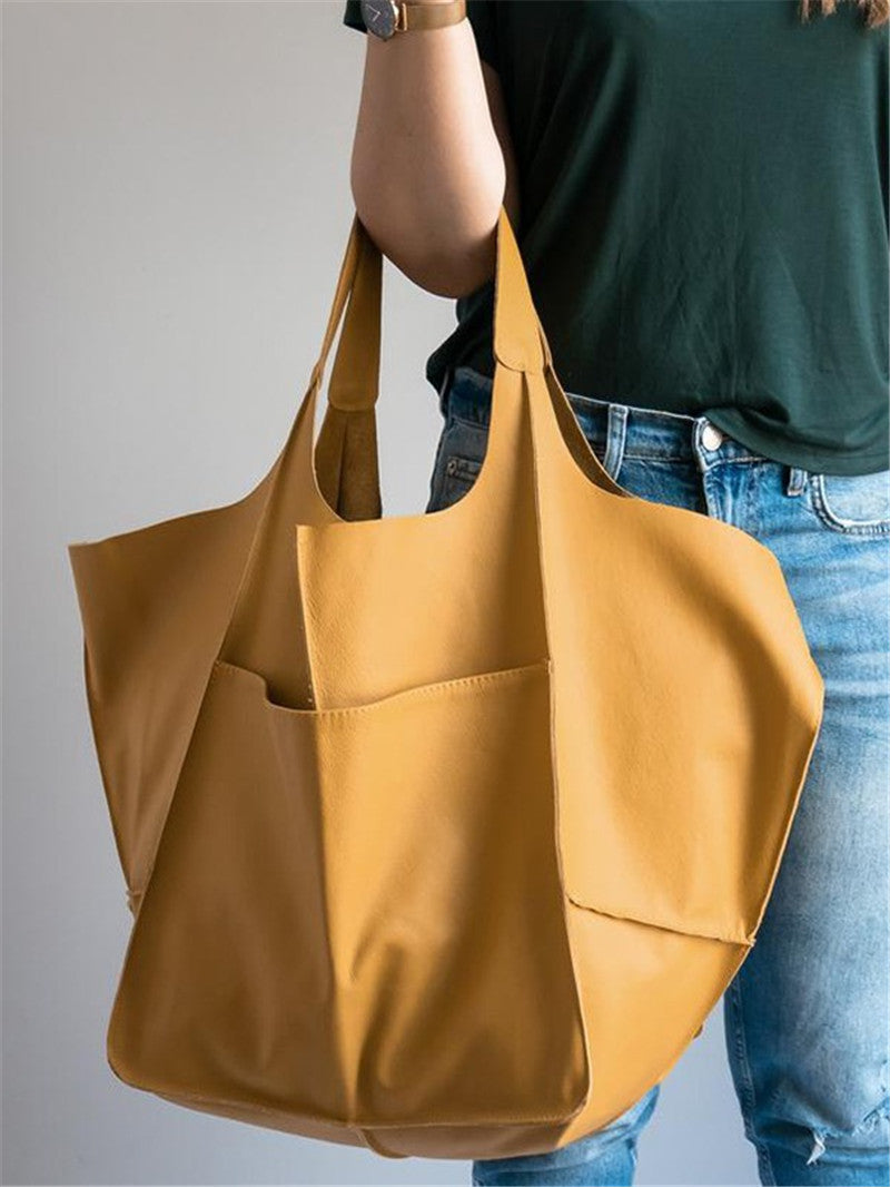 Simple Large Bag Soft Leather Large Capacity One-shoulder Portable Tote Bag