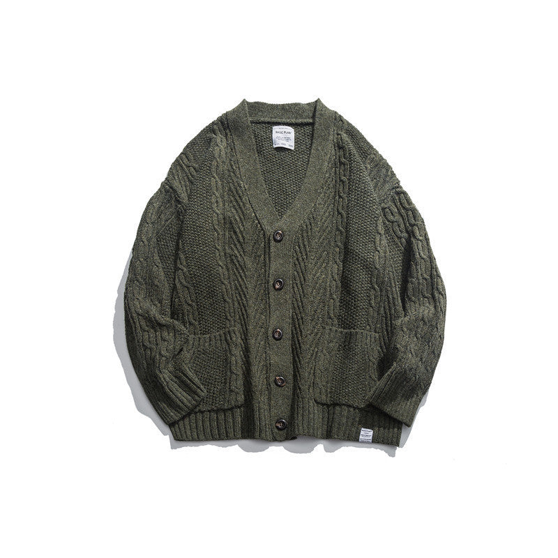 Knit Sweater Men Japanese Men's V-neck Cardigan Sweater Youth Student Jacket