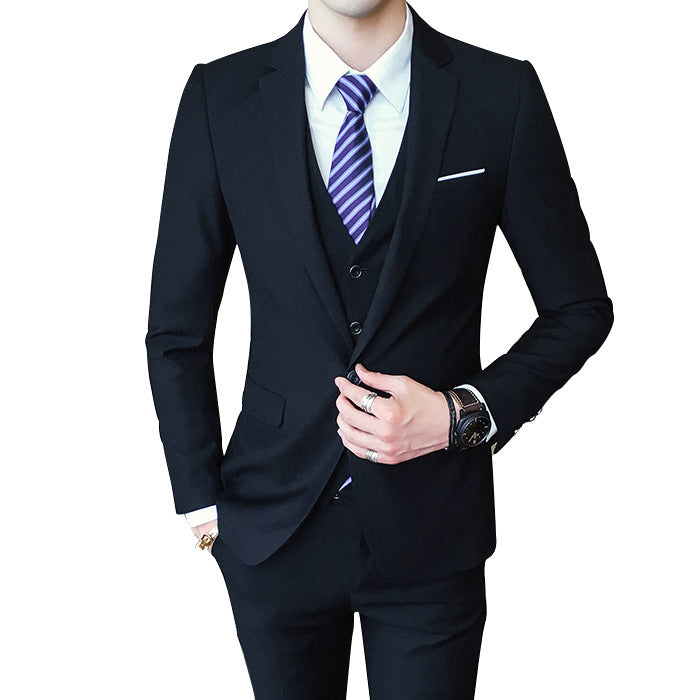 Four-piece Suit Suit Men's Jacket Korean Style Slim Business Suit