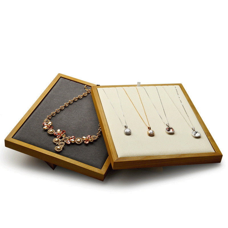 Solid Wood Necklace Display Stand Leather Jewelry Props Pendant Storage Board