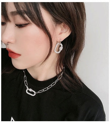 Full Diamond Carabiner Stud Earrings