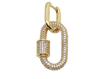 Full Diamond Carabiner Stud Earrings