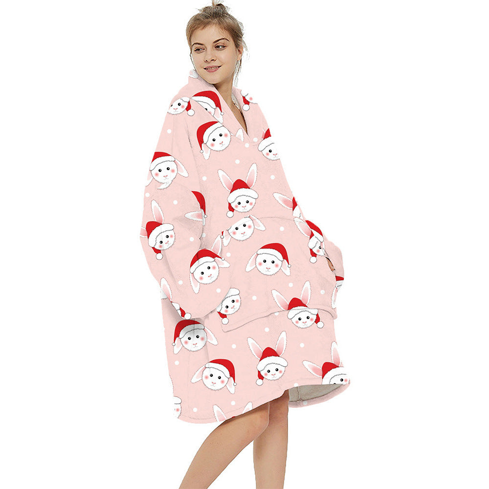 Printed warm layabout blanket hoodie