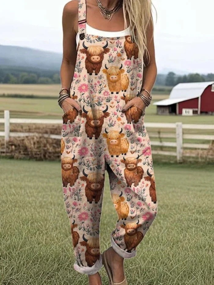 Digital 3D Printing Button Casual Suspender Trousers