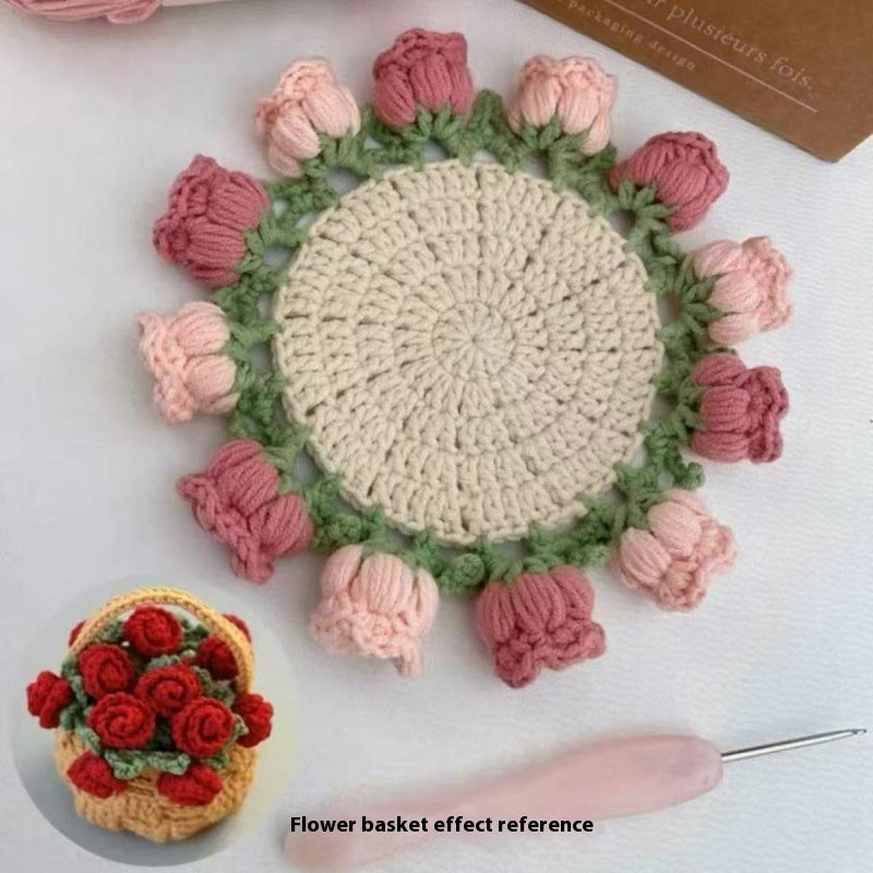 Rose Coaster Crochet Diy Material Package