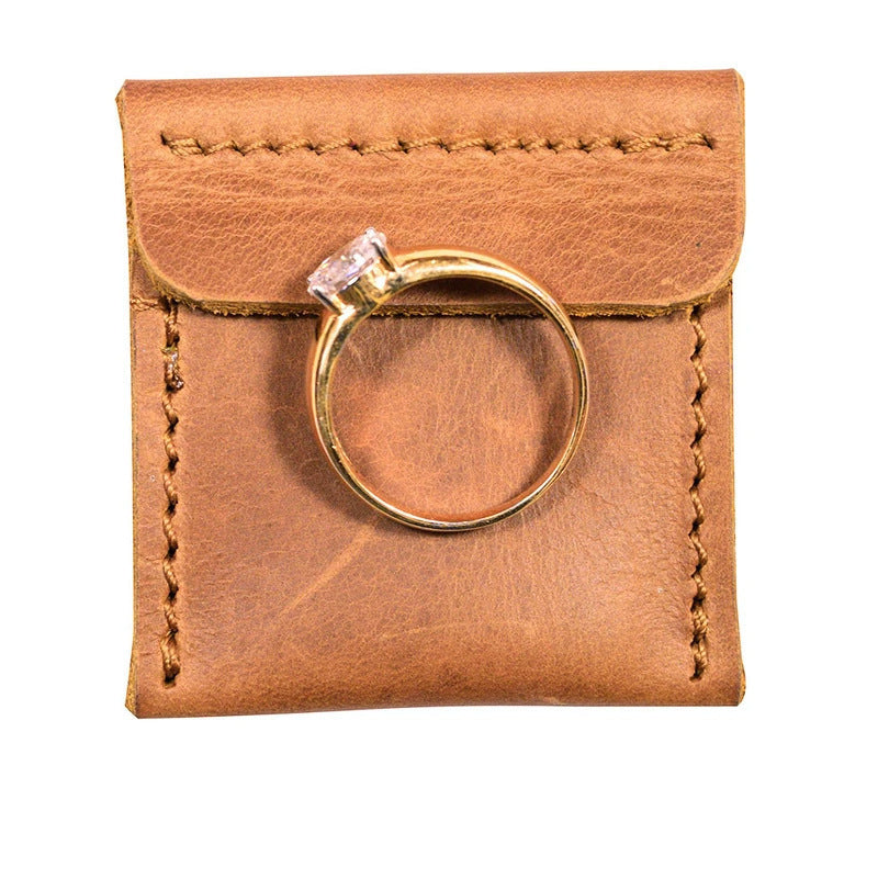 Leather Ring Box Travel Diamond Ring Storage Bag