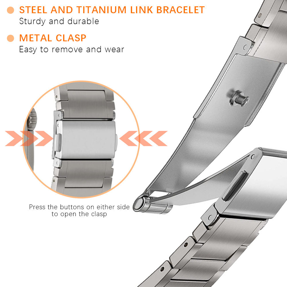 Three Beads One-piece Flat Buckle Titanium Alloy Watch Strap