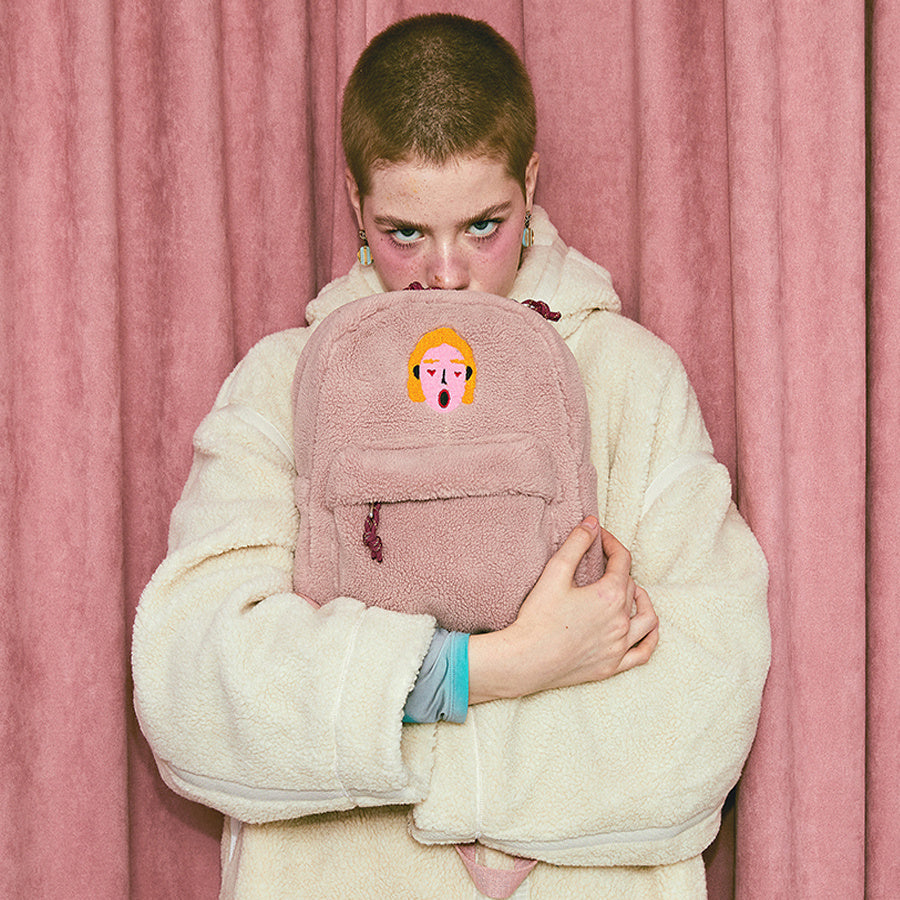 Polar fleece embroidered backpack