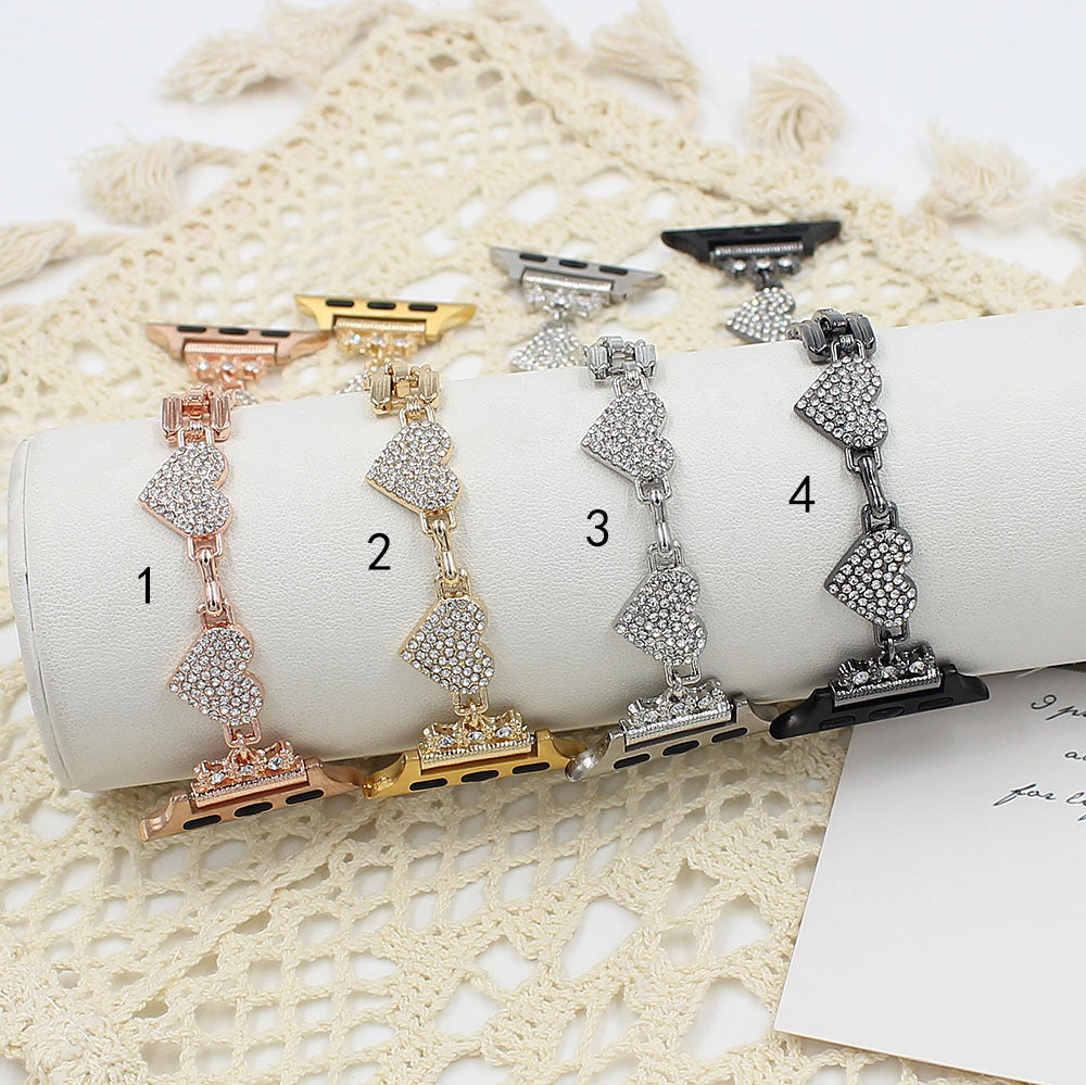 Watch Strap With Pearl Stainless Steel Metal Strap