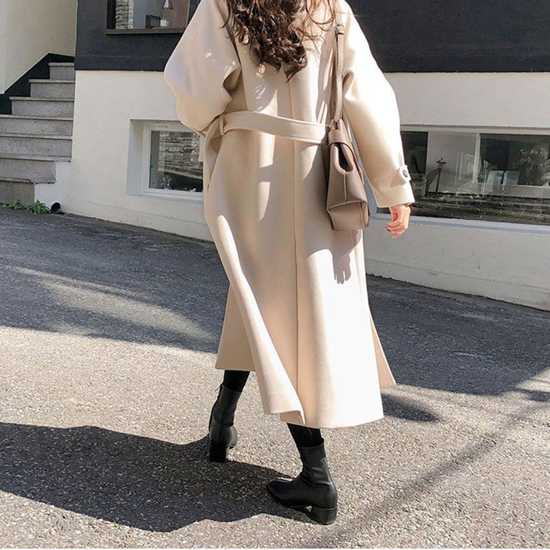 Mid-length Loose Slim Fit Woolen Coat Women's Autumn Woolen Overcoat