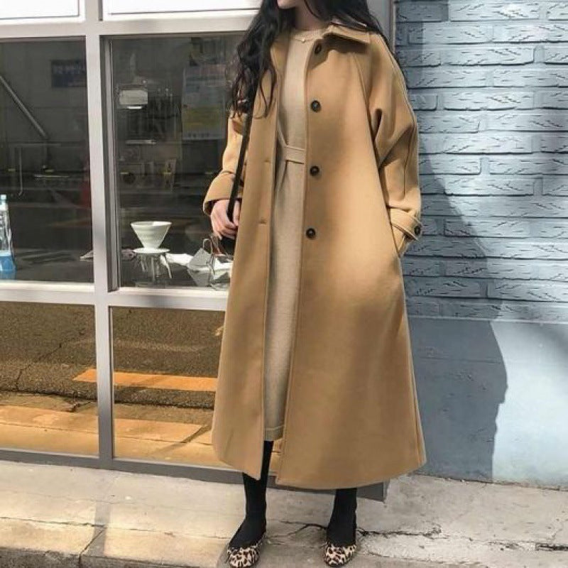 Mid-length Loose Slim Fit Woolen Coat Women's Autumn Woolen Overcoat