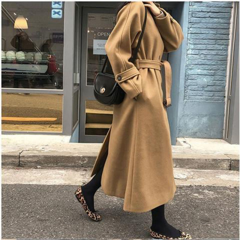 Mid-length Loose Slim Fit Woolen Coat Women's Autumn Woolen Overcoat