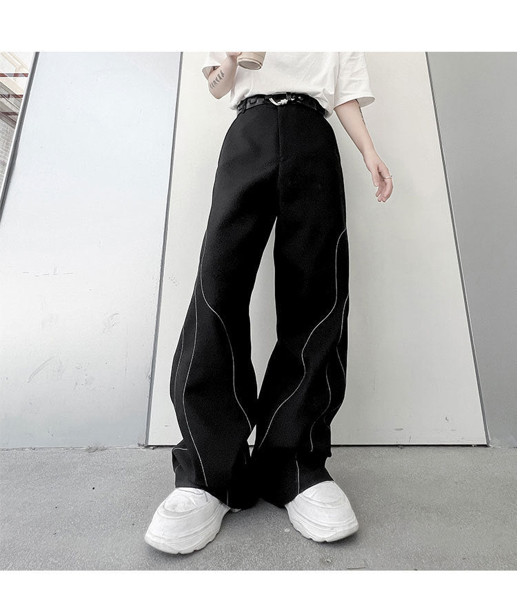Autumn Solid Color Different Color Stitching Pattern Loose Men's Casual Trousers