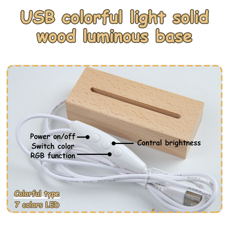 Creative Luminous DIY Memo Acrylic Message Board Gift Lamp Blank Acrylic Board Rectangle Wooden RGB Led Night Light