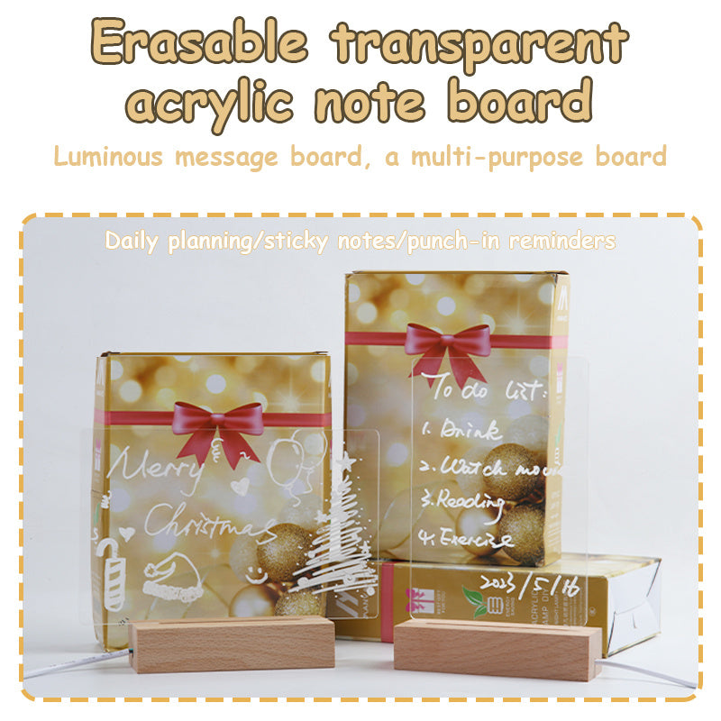 Creative Luminous DIY Memo Acrylic Message Board Gift Lamp Blank Acrylic Board Rectangle Wooden RGB Led Night Light