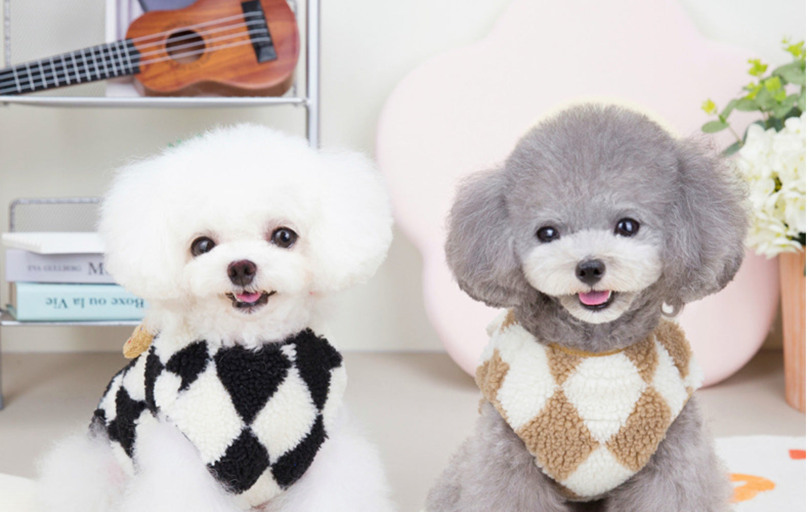 Pet Diamond Lattice Velvet Coat