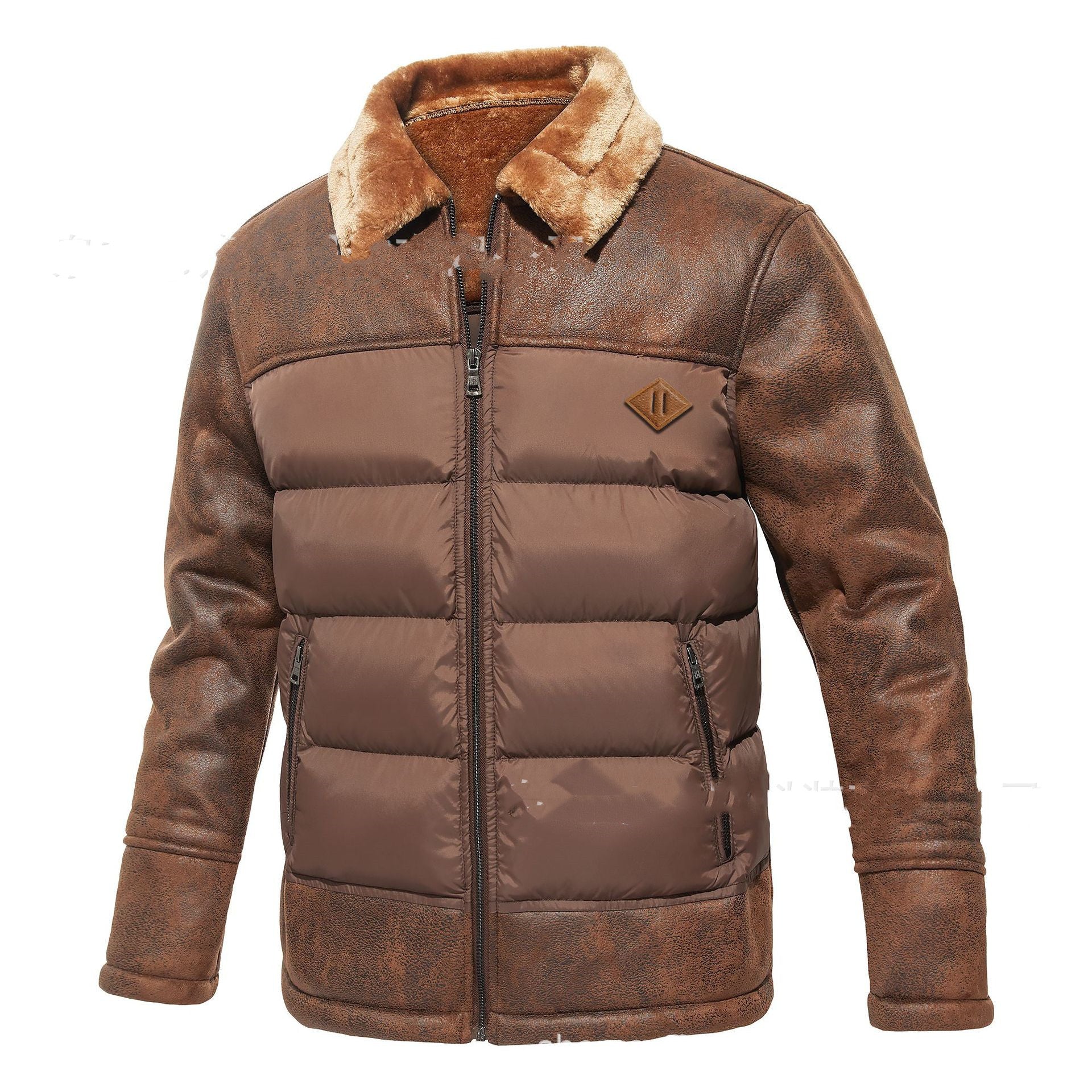 Autumn And Winter Men's Lapel Fur Integrated Fashionable Jacket