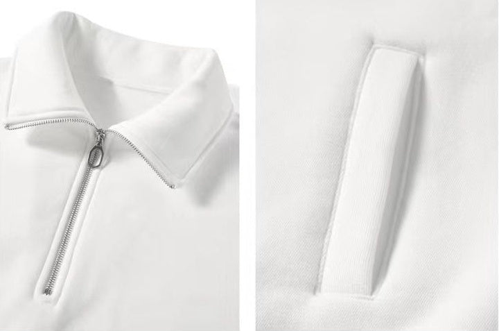 Half Zipper Sweater Coat Loose Fleece-lined