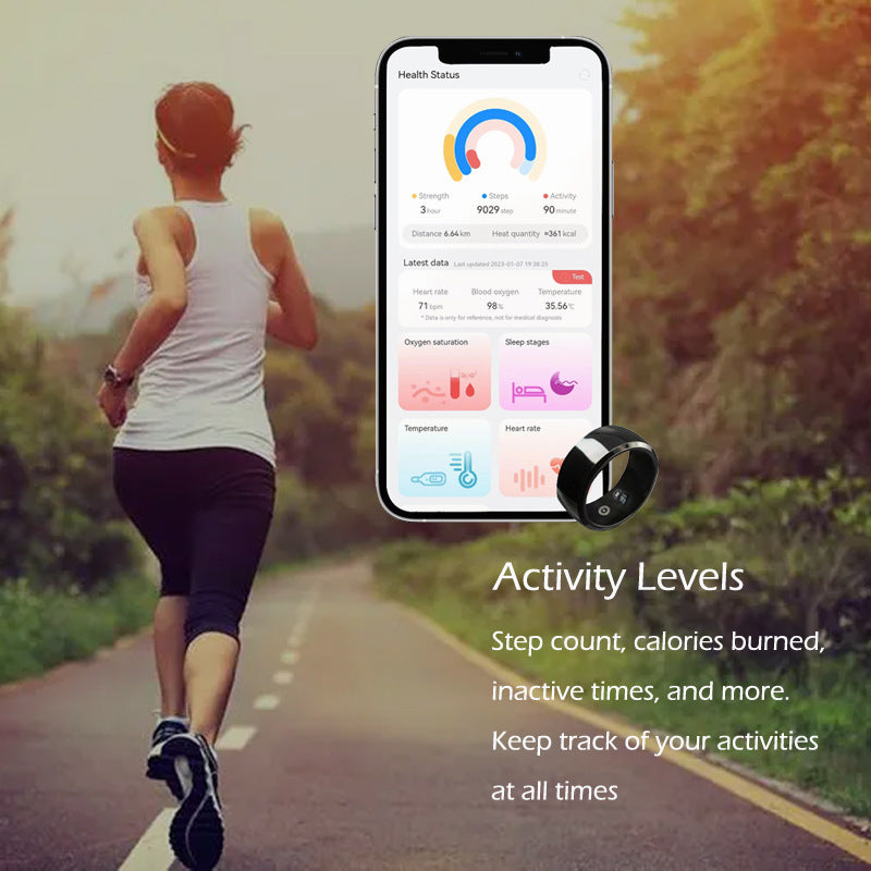 Heart Rate Blood Oxygen Sleep Monitoring Waterproof Bluetooth Ring