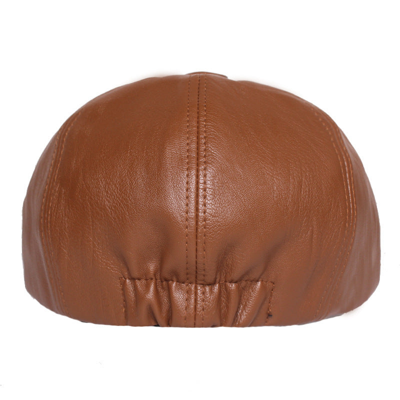 Leather Octagonal Cap Women's Retro