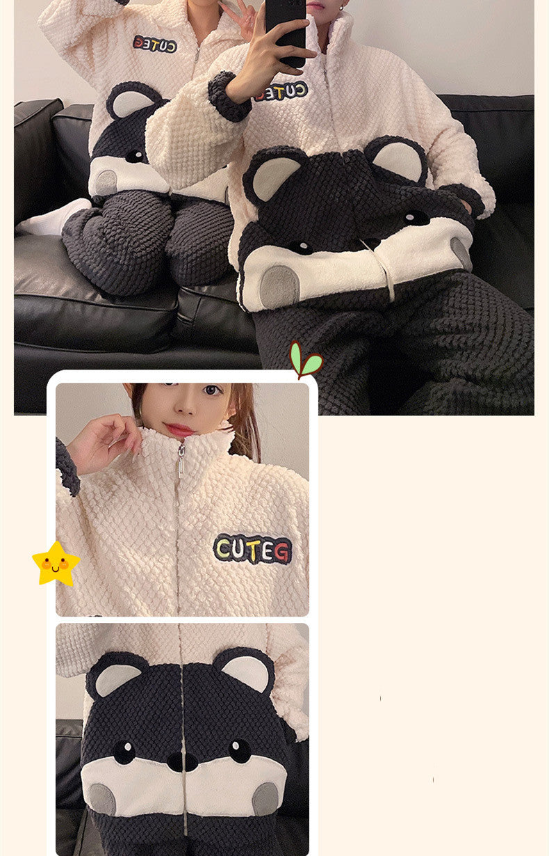 Fashion Casual Embossed Velvet Couple Pajamas