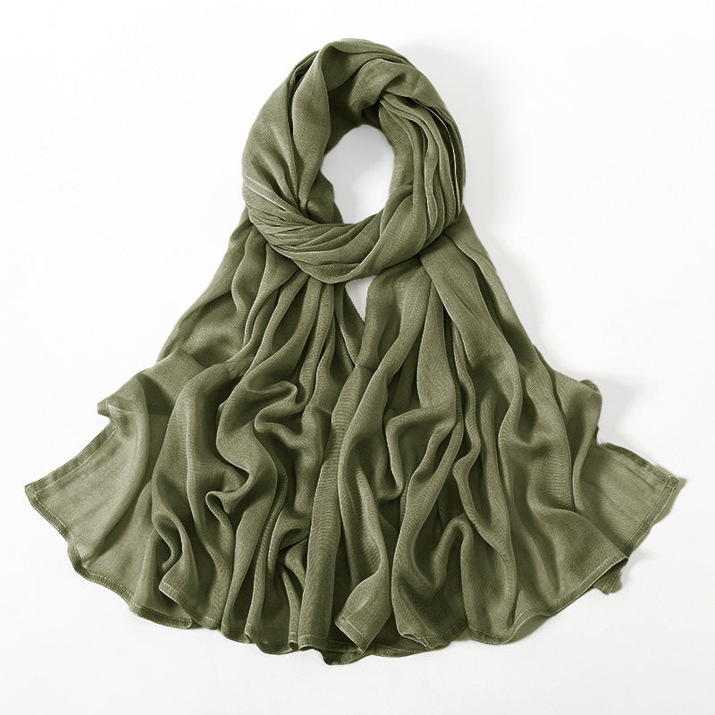 Solid Color Malay Indonesian Rayon Scarf Wide Brim Thin Modal Breathable