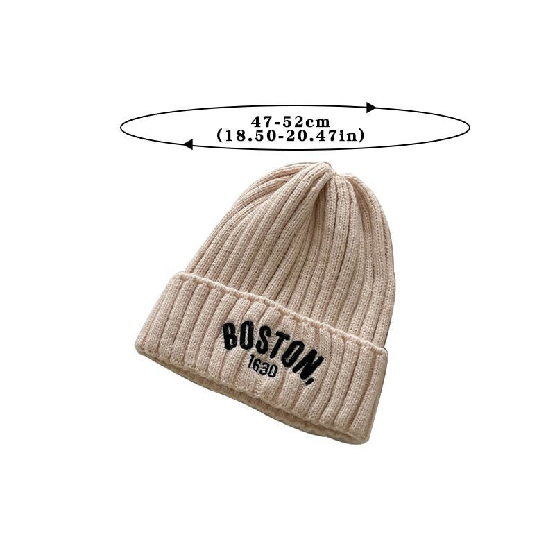 BOSTON Letter Children Woolen Knitted Hat