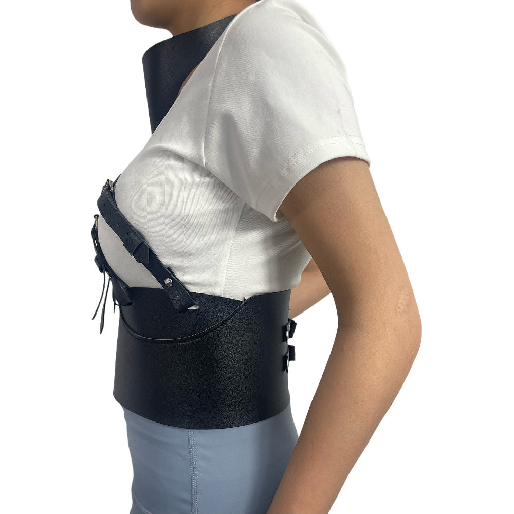 Women's Chest Cover Leather Halter Adjustable Belt
