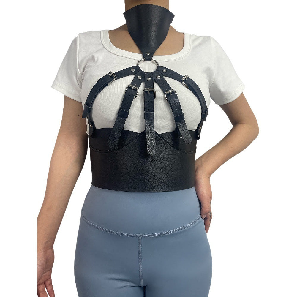 Women's Chest Cover Leather Halter Adjustable Belt