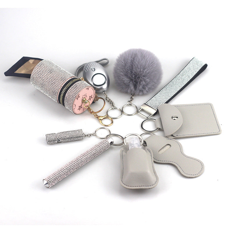 Outdoor Self-defense Flashlight Alarm 10-piece Set Keychain