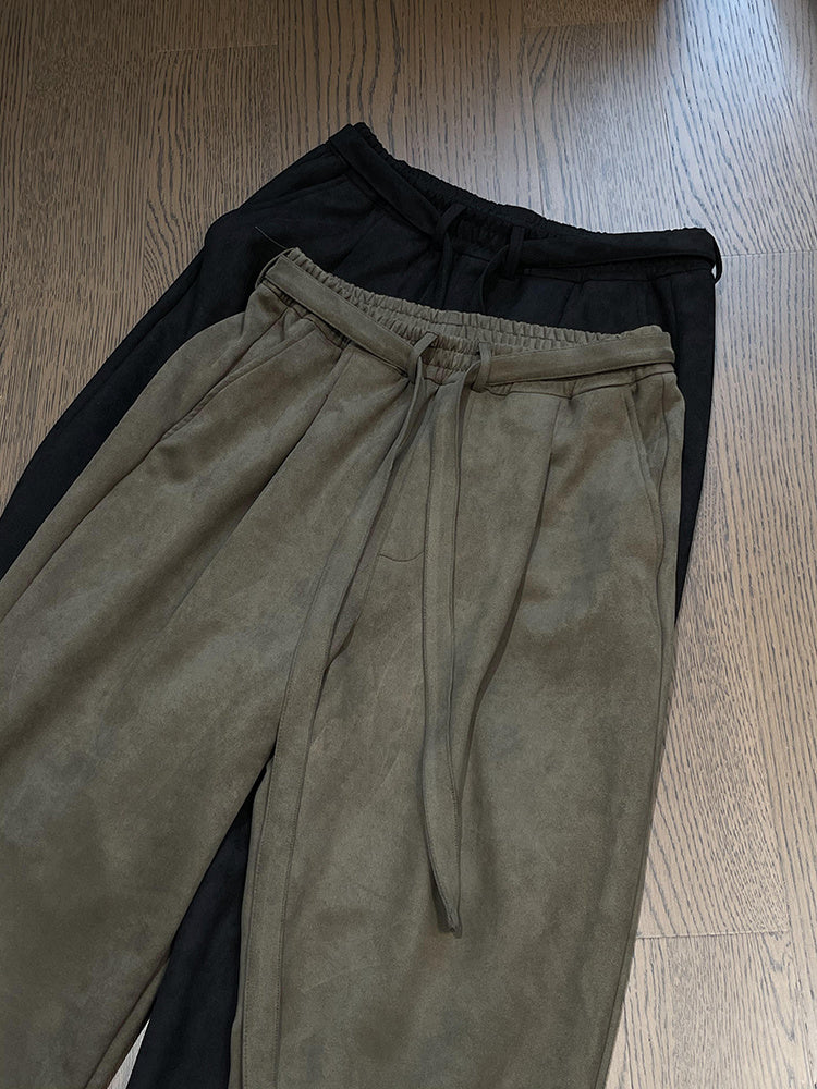 Men's Ribbon Suede Retro Matchet Pants