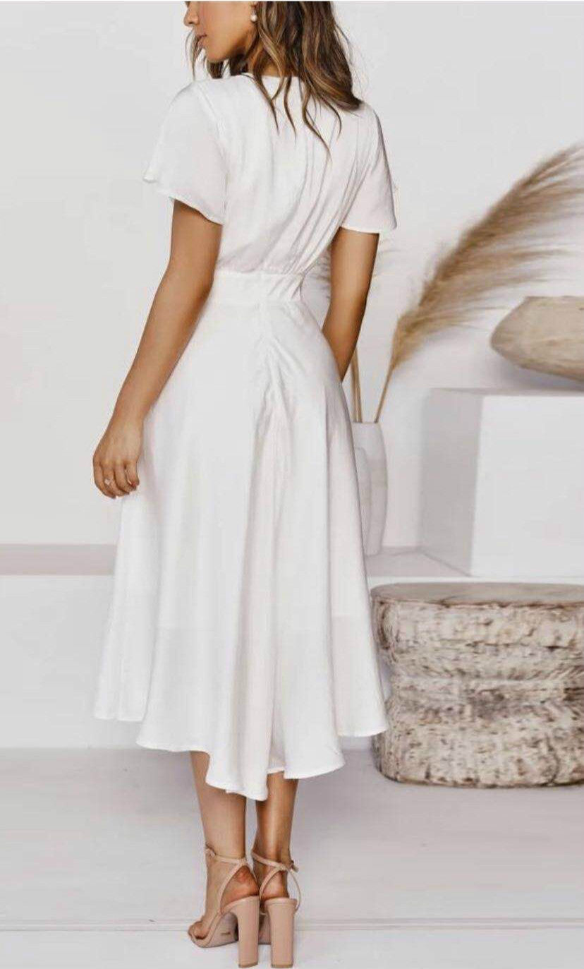 V-neck Temperament Irregular Lace-up Dress